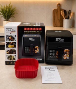 Мультифункциональная аэрофритюрница Zepline ZP-00344 на 13 л 4200 Вт на 12 программ со съемным ковшиком Черный ZEPESH-00344 фото