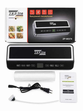 Вакуумный упаковщик Zepline ZP-00374 200 Вт вакууматор для продуктов с подсветкой LED запайщик пакетов ZPESH-00374 фото