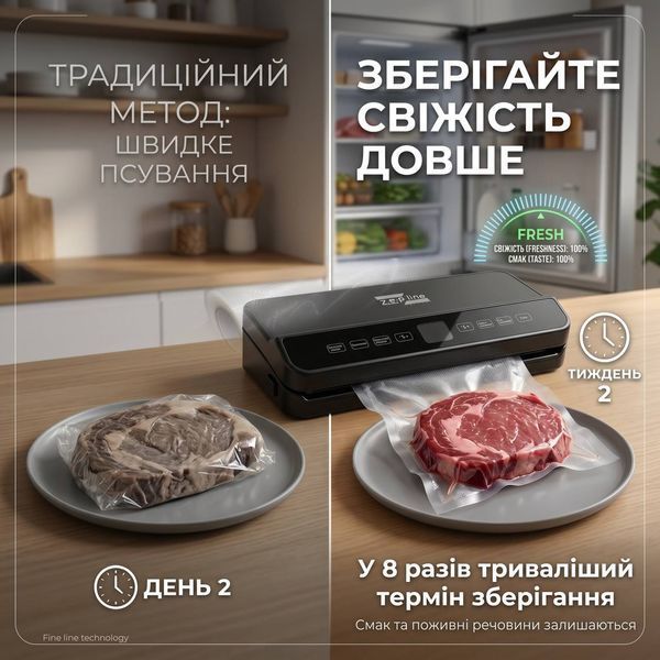 Вакуумний пакувальник 200Вт Zepline ZP-00373 з LED-підсвіткою та рулоном пакетів ZPESH-00373 фото